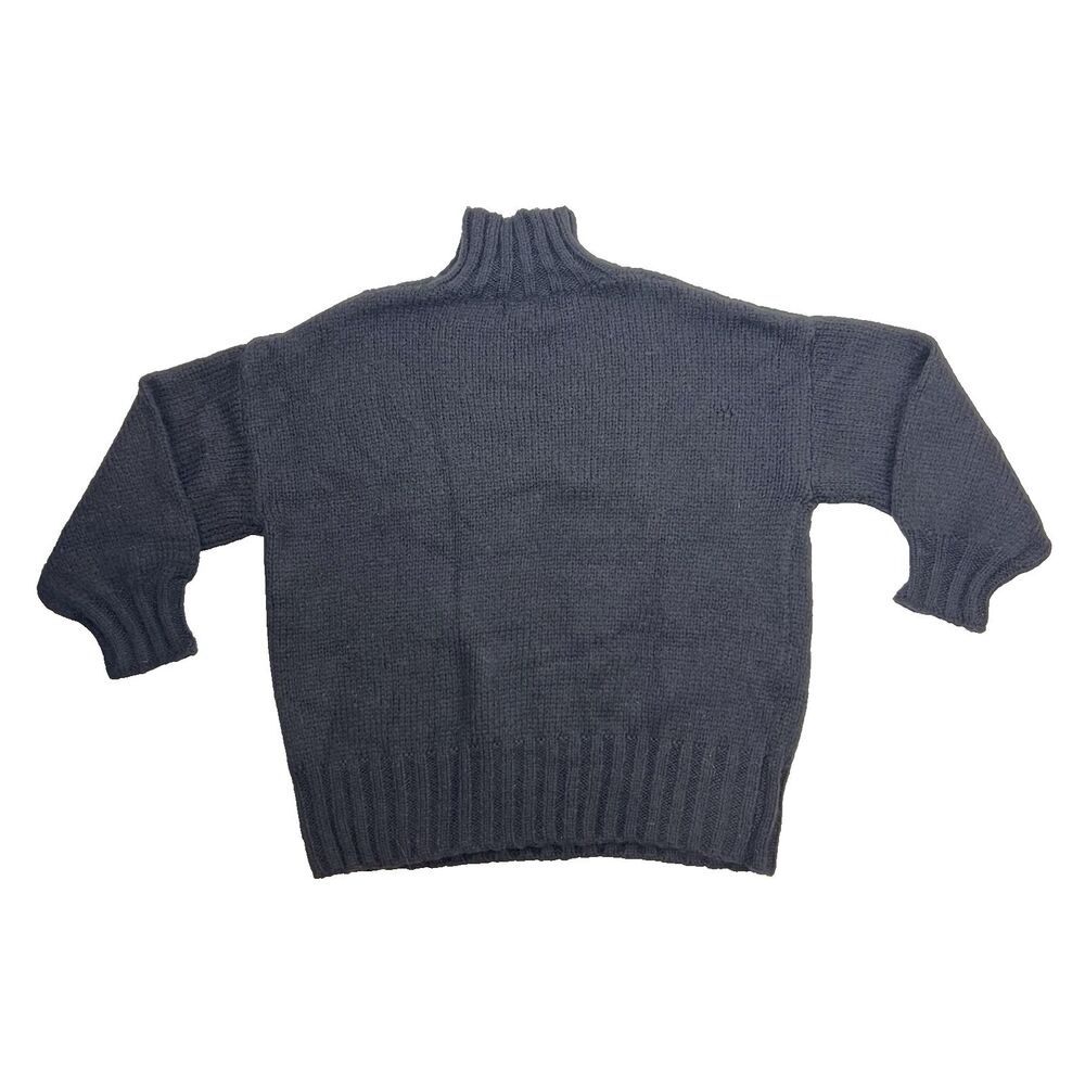 Lisa Says Gah Cece Turtleneck Sweater Size M/L Black Ink Bow Knit Oversized Cozy - Picture 10 of 14